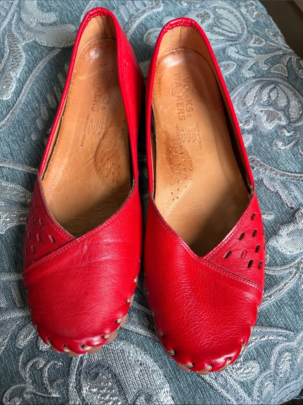 Volks Walkers Turkish Red Leather Slip-On Flats